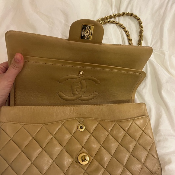 Chanel Classic Double Flap 10” Beige Lambskin Bag - Picture 5 of 16